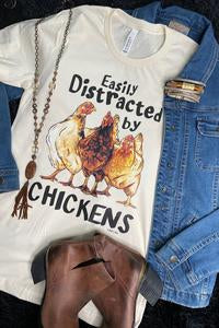 Lovely Hen Easily Distracted T shirt(Cream)
